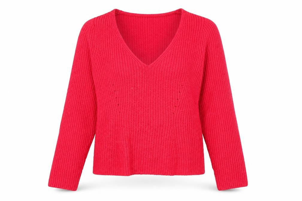 Mango Women's Red V-Neck Pullover Jumper