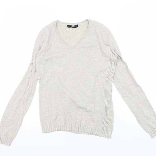 Mango Women's Beige V-Neck Pullover Jumper - M