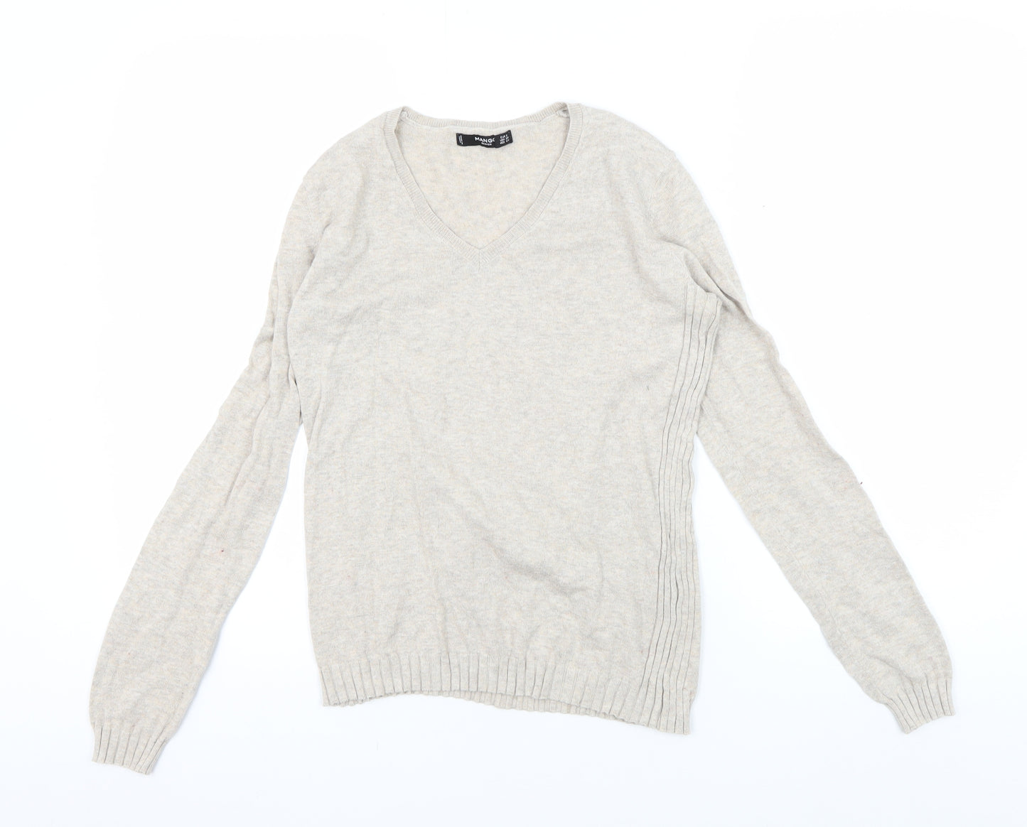 Mango Women's Beige V-Neck Pullover Jumper - M