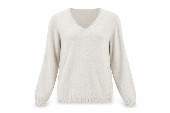 Mango Women's Beige V-Neck Pullover Jumper - M