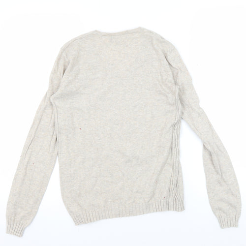 Mango Women's Beige V-Neck Pullover Jumper - M