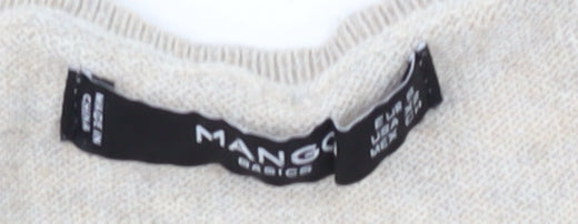 Mango Women's Beige V-Neck Pullover Jumper - M