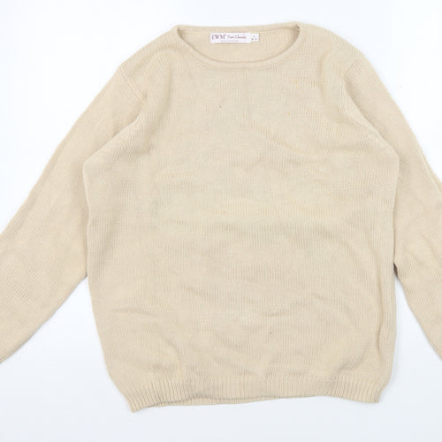 EWM Women's Beige Cotton Crew Neck Pullover Jumper S