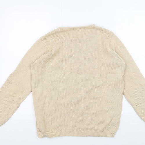 EWM Women's Beige Cotton Crew Neck Pullover Jumper S