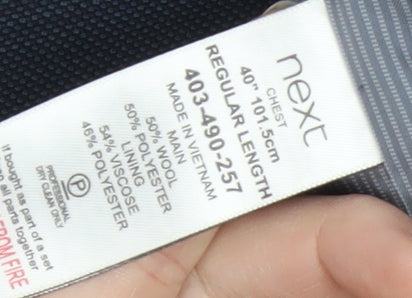 Next Men's Blue Check Suit Waistcoat 40R