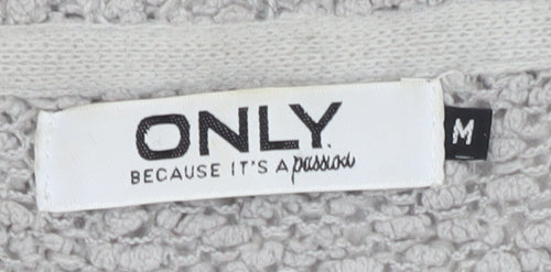 ONLY Women's Grey Cardigan M - Relaxed Chunky-Knit