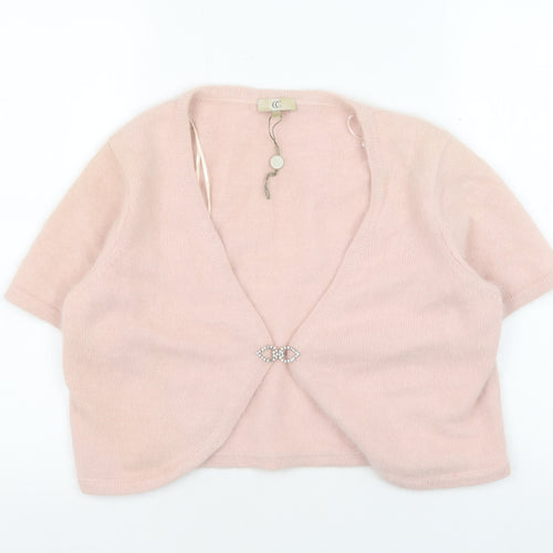 CC Women's Pink Shrug V-Neck Angora Knit Size M