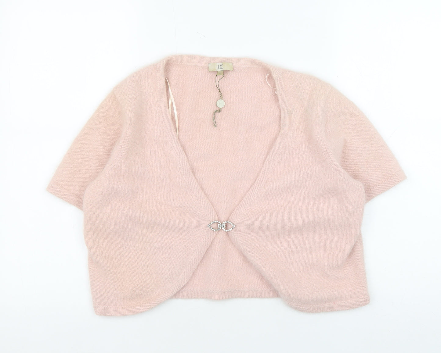 CC Women's Pink Shrug V-Neck Angora Knit Size M
