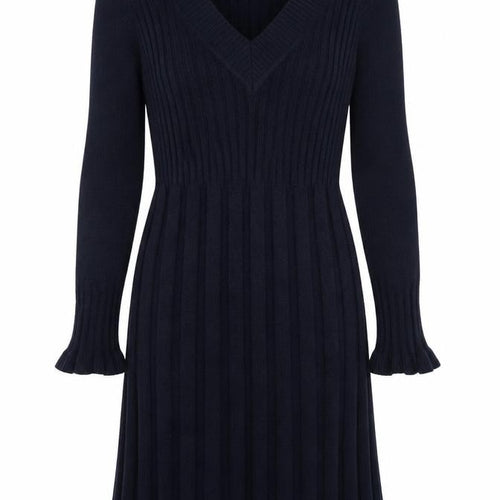La Mode Women's Black V-Neck Knit Dress L/XL
