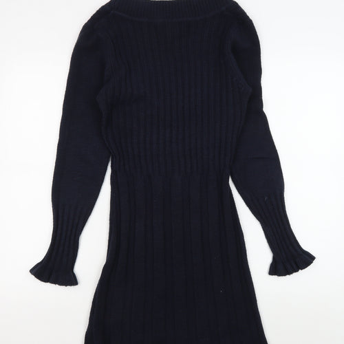 La Mode Women's Black V-Neck Knit Dress L/XL