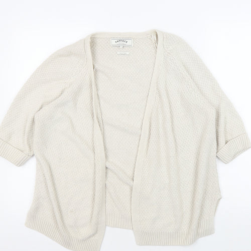 FatFace Women's Ivory Cardigan Size 12, Open Knit Cotton
