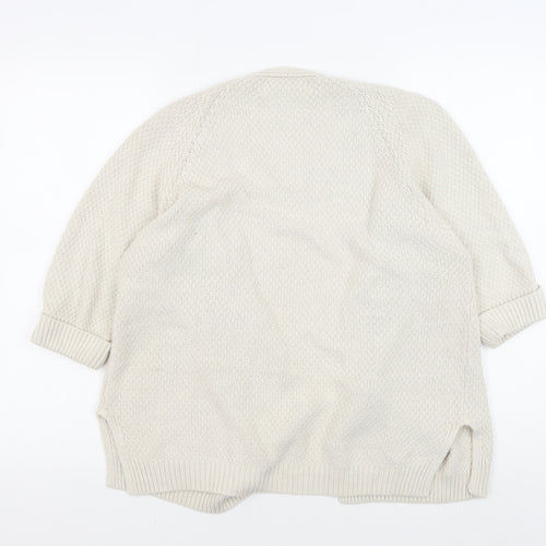 FatFace Women's Ivory Cardigan Size 12, Open Knit Cotton