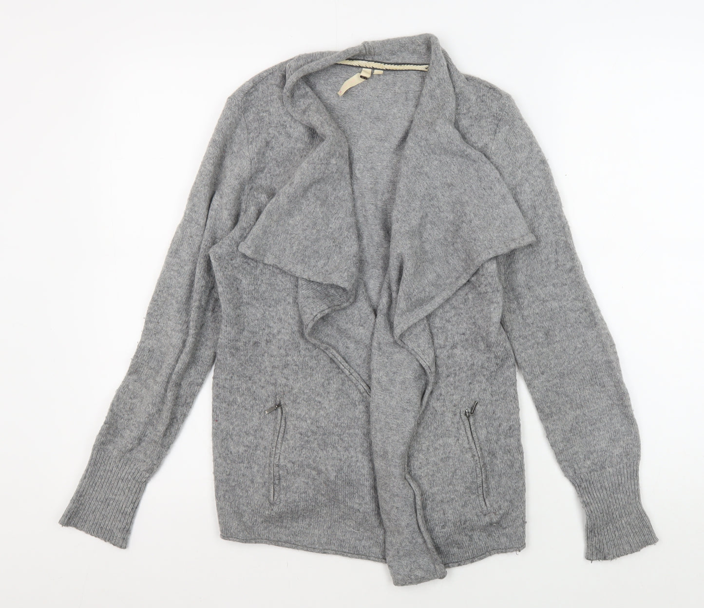 White Stuff Women's Grey Cardigan Jumper, Size 10, Cowl Neck, Long Sleeve
