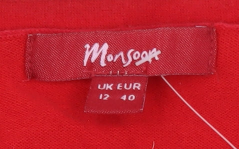 Monsoon Women's Red Cardigan Size 12 V-Neck