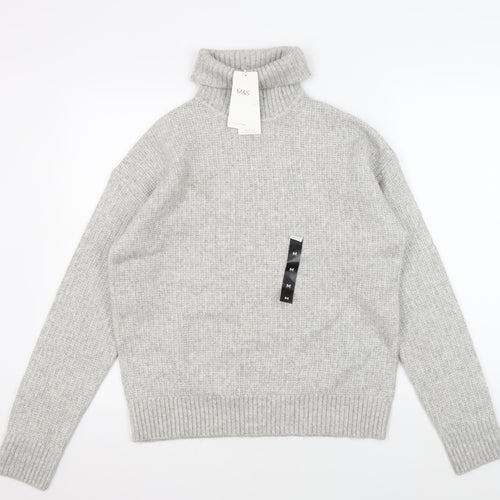 Marks & Spencer Women's Grey High Neck Pullover Jumper