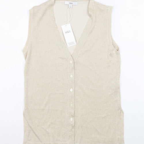Marks and Spencer Beige Sleeveless V-Neck Top Women S