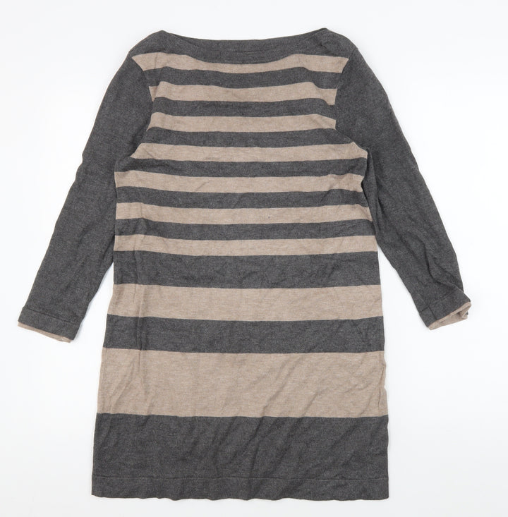 M&Co Women's Grey Striped Knit Dress Size 10