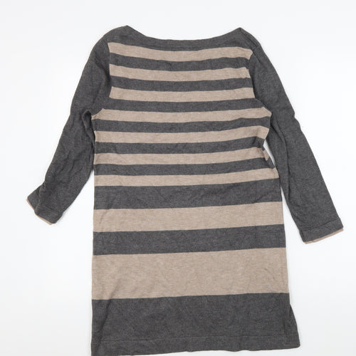 M&Co Women's Grey Striped Knit Dress Size 10