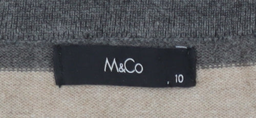 M&Co Women's Grey Striped Knit Dress Size 10