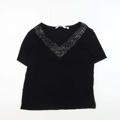 EWM Pure Classics Black Sequin Women's T-Shirt Size 10-12