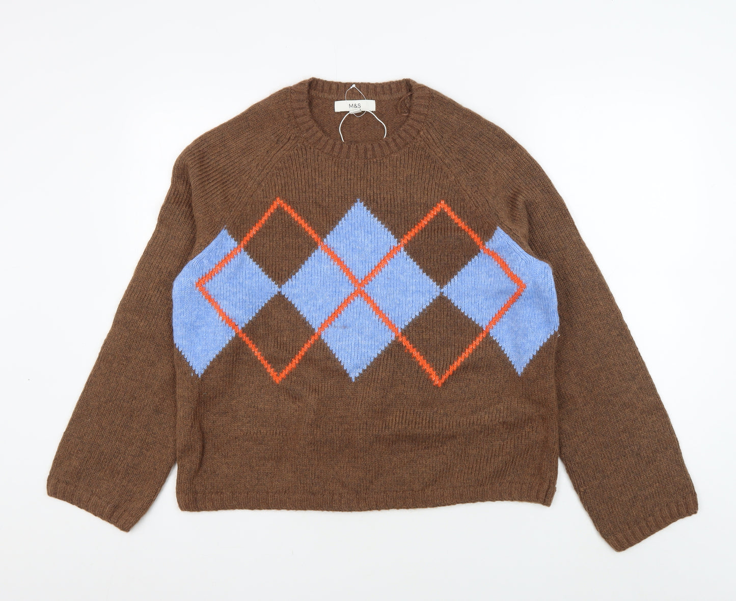 Marks and Spencer Women's Brown Argyle Jumper M