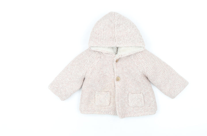 Zara Beige Hooded Cardigan Unisex Baby 6-9 Months Knit