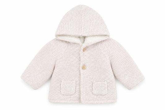 Front view of Zara Beige Hooded Cardigan unisex baby 6-9 months knit