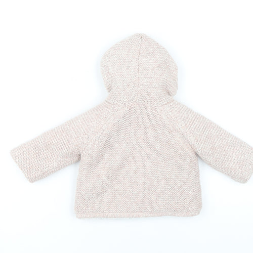 Zara Beige Hooded Cardigan Unisex Baby 6-9 Months Knit