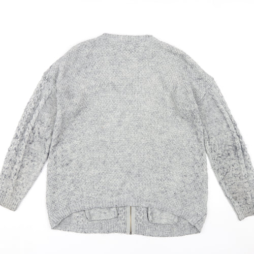 River Island Women's Grey Cable-Knit Cardigan Size 10