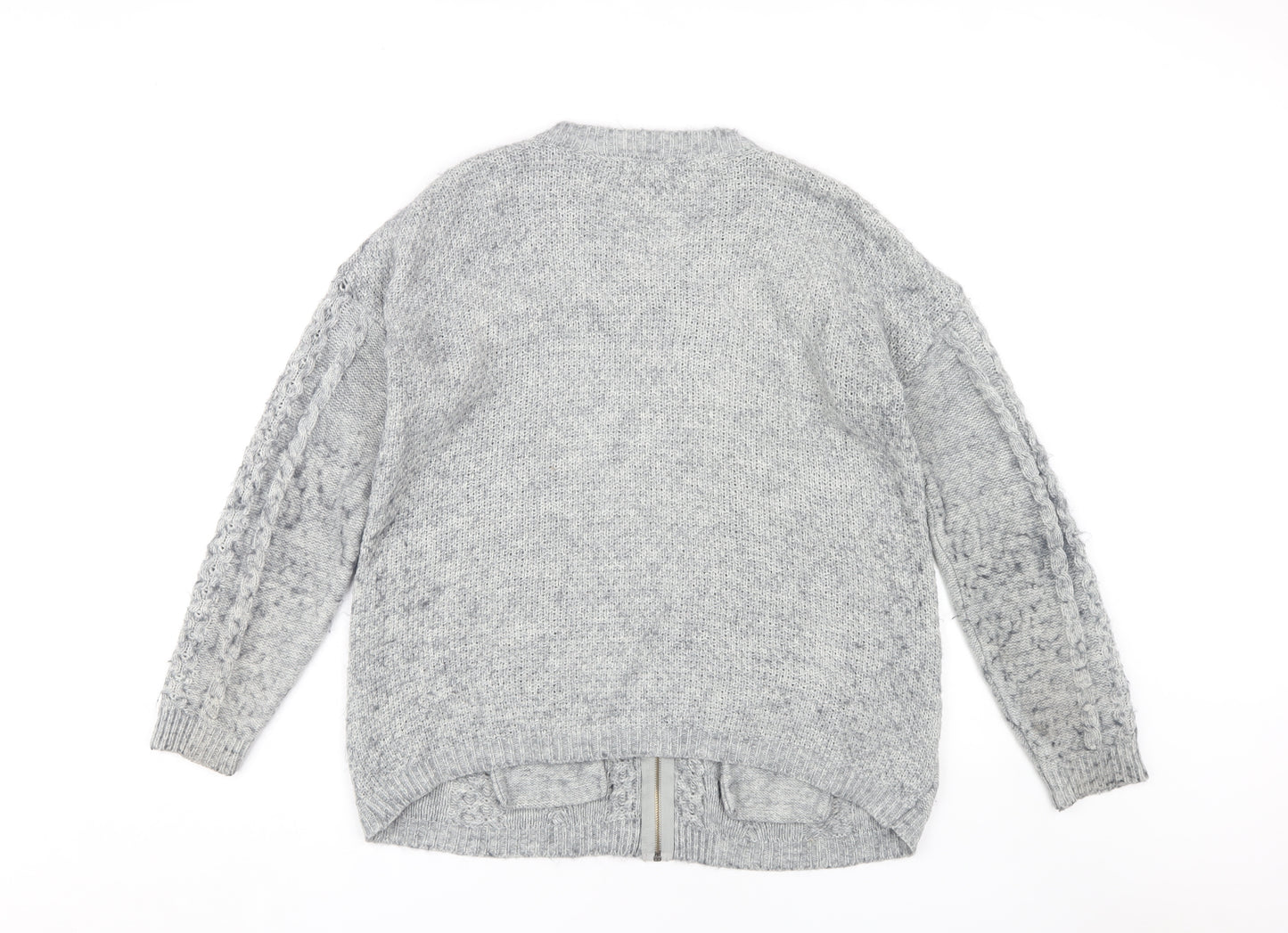 River Island Women's Grey Cable-Knit Cardigan Size 10