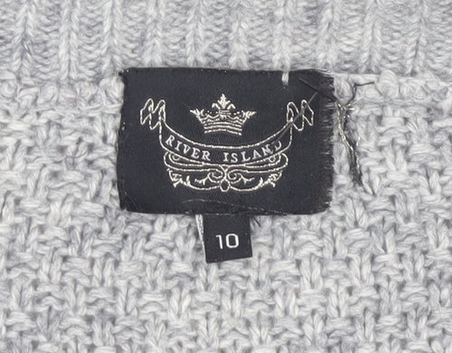 River Island Women's Grey Cable-Knit Cardigan Size 10
