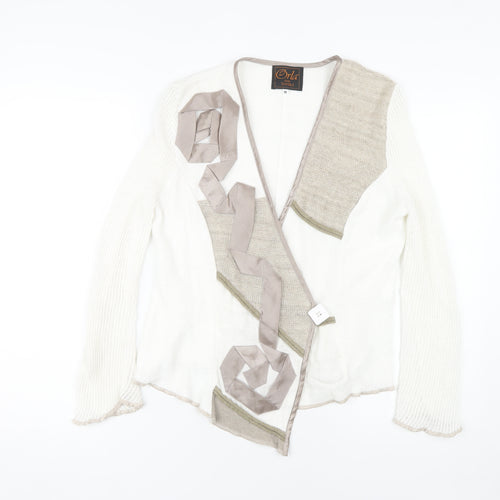 Orla Women's Ivory Cardigan, M, V-Neck, Open Knit