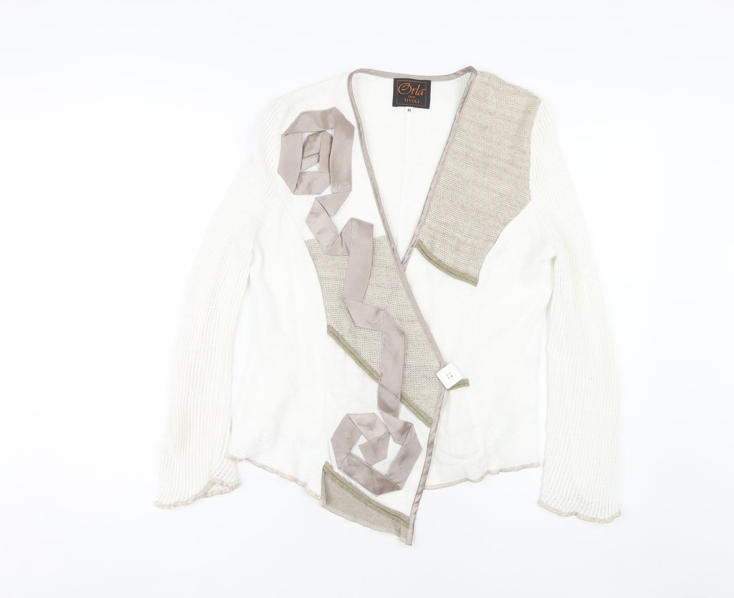 Orla Women's Ivory Cardigan, M, V-Neck, Open Knit