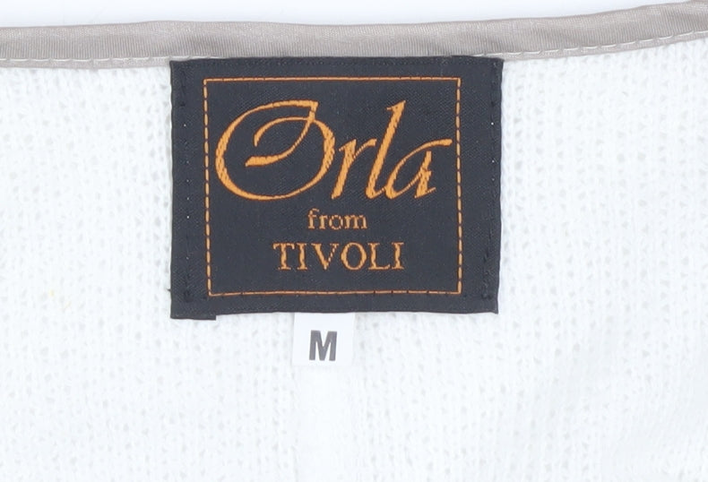 Orla Women's Ivory Cardigan, M, V-Neck, Open Knit