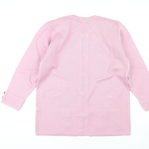 Paramour Pink Women's Large Cardigan with Floral Embroidery