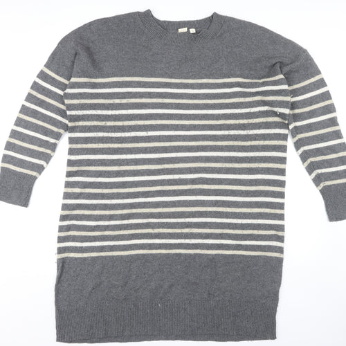 GAP Women's Grey Striped Pullover Jumper XL