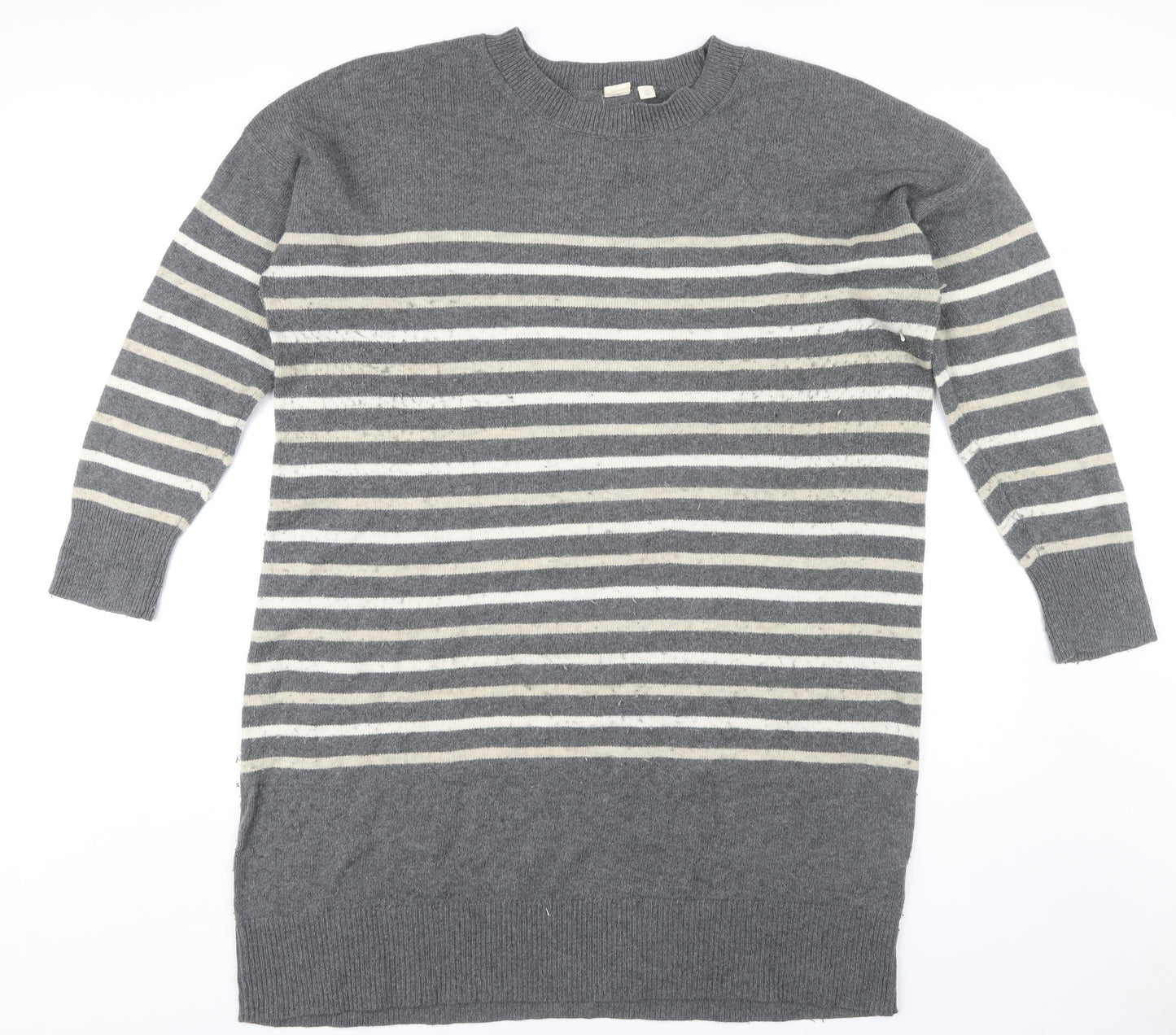 GAP Women's Grey Striped Pullover Jumper XL