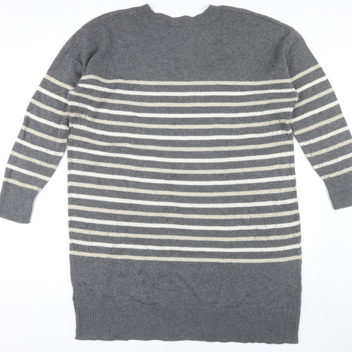 GAP Women's Grey Striped Pullover Jumper XL