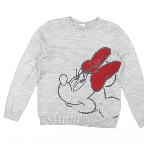 Disney Women's Grey Minnie Mouse Jumper Pullover Size 12