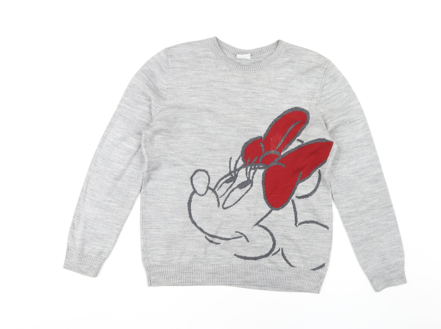 Disney Women's Grey Minnie Mouse Jumper Pullover Size 12