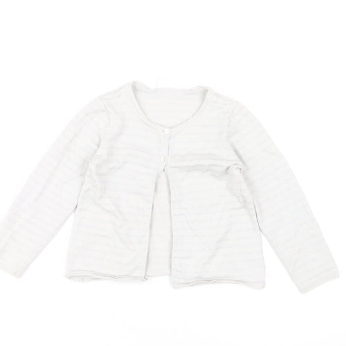 The Little White Co Girls White Cardigan 4-5 Years, Button Accent