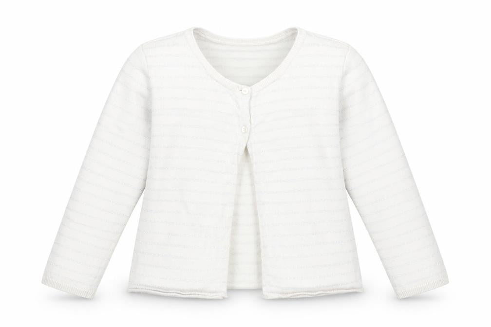 The Little White Co Girls White Cardigan 4-5 Years, Button Accent