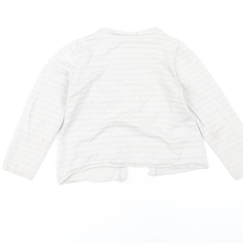 The Little White Co Girls White Cardigan 4-5 Years, Button Accent