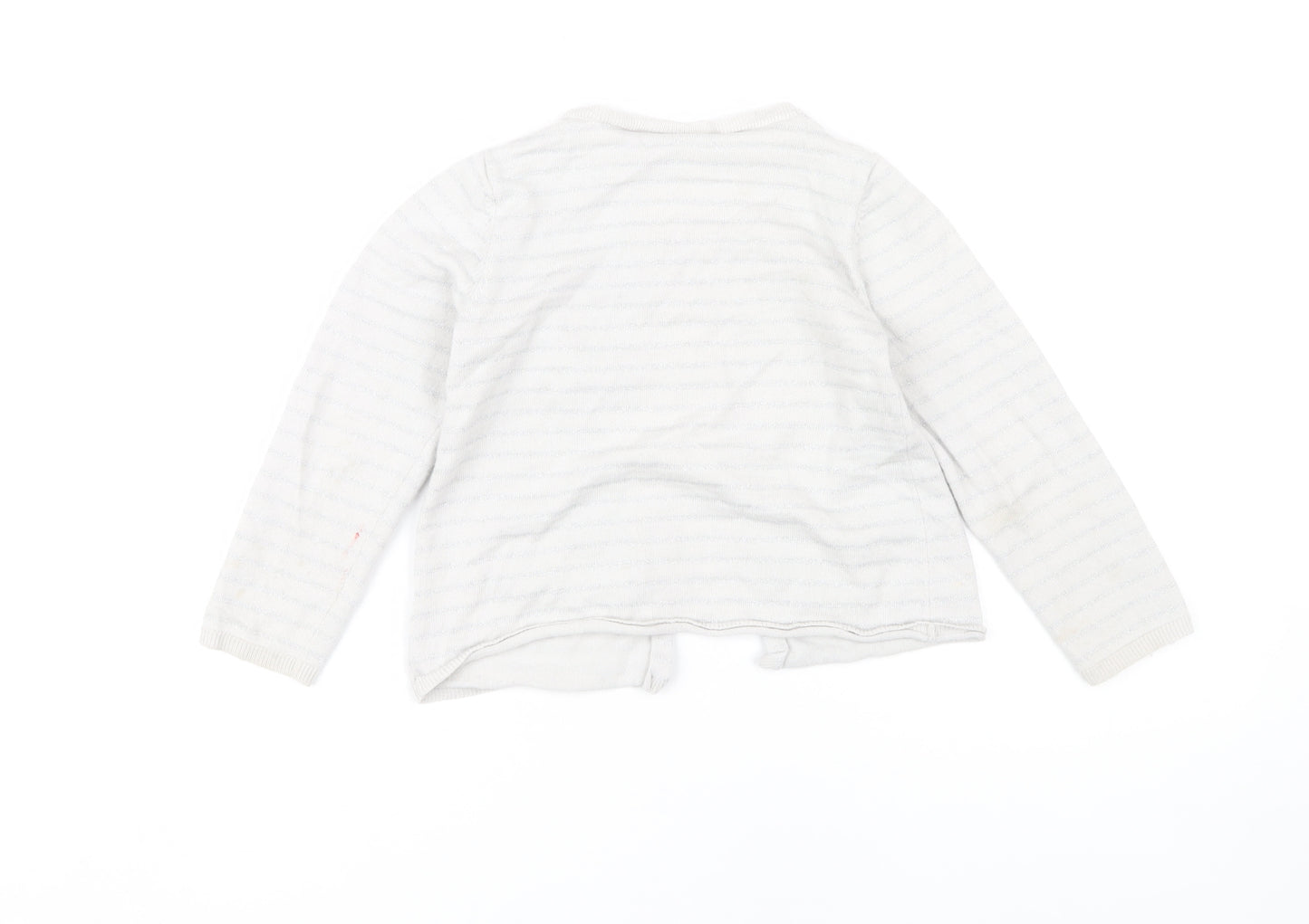 The Little White Co Girls White Cardigan 4-5 Years, Button Accent