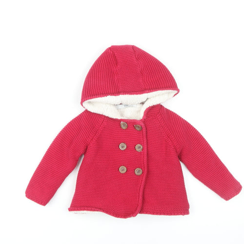 Marks and Spencer Red Cotton Hooded Coat 18-24M Unisex Winter
