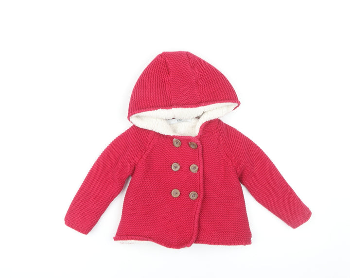 Marks and Spencer Red Cotton Hooded Coat 18-24M Unisex Winter