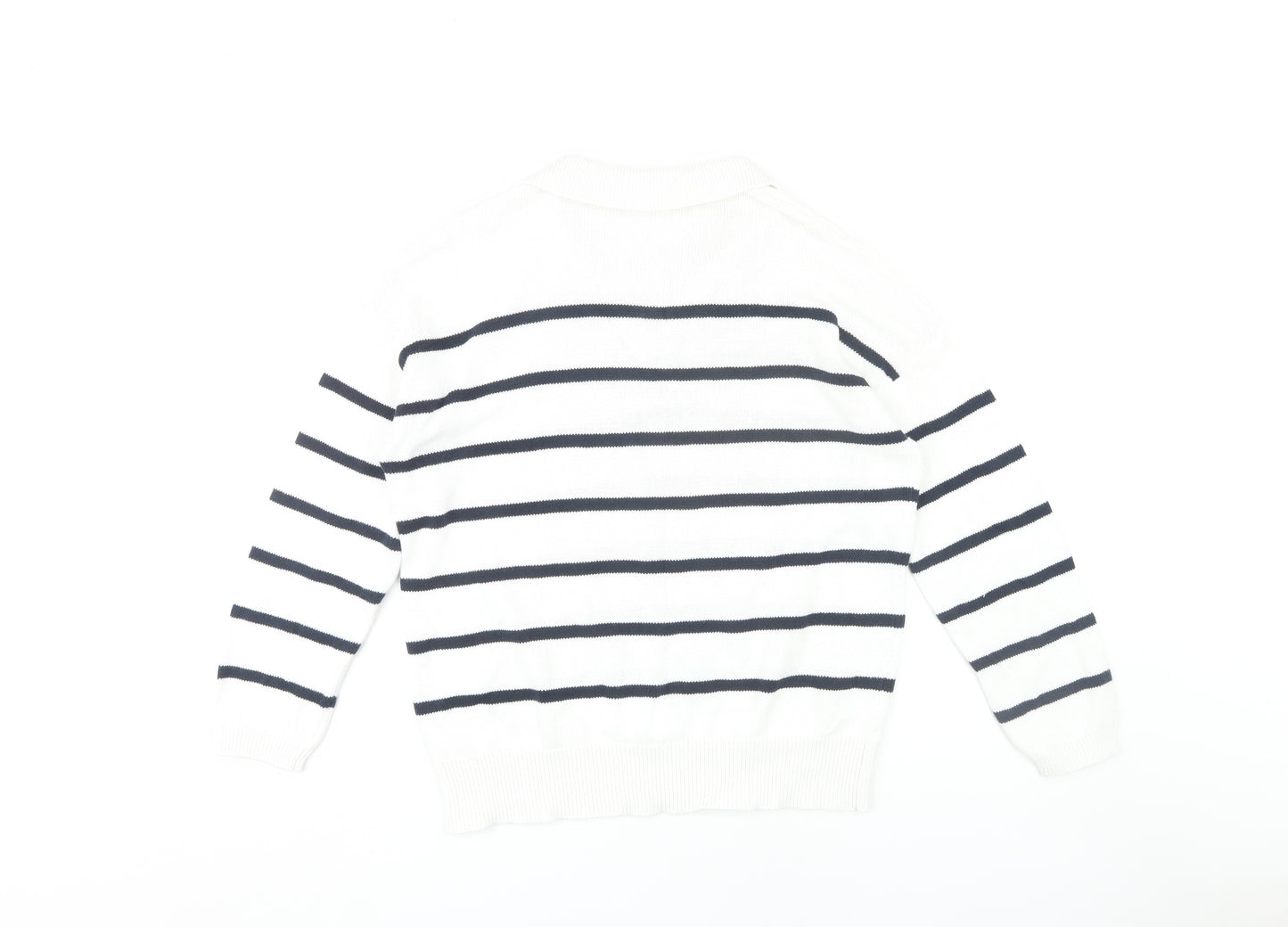 Bonmarché Women’s White Collared Striped Pullover Jumper