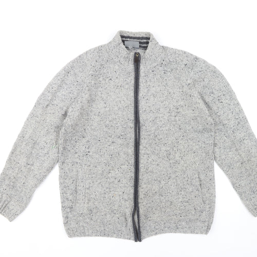 Peter Gribby Men's Grey Full Zip Wool Jumper M