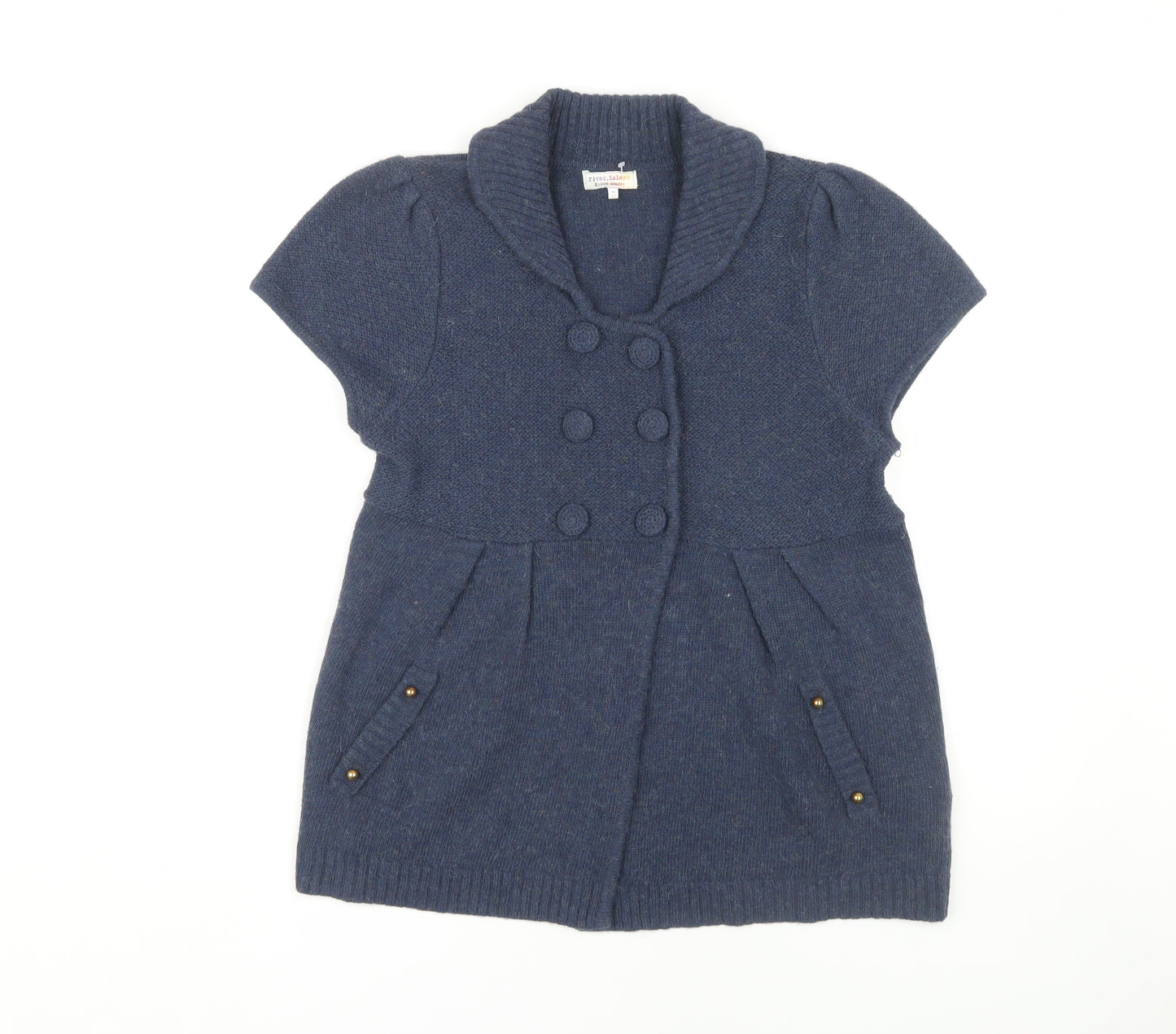 River Island Women's Blue Cardigan UK 16 Short Sleeve