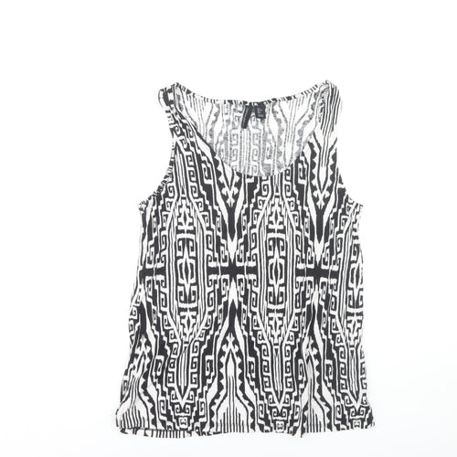 Cynthia Rowley Women's Black White Geometric Tank L